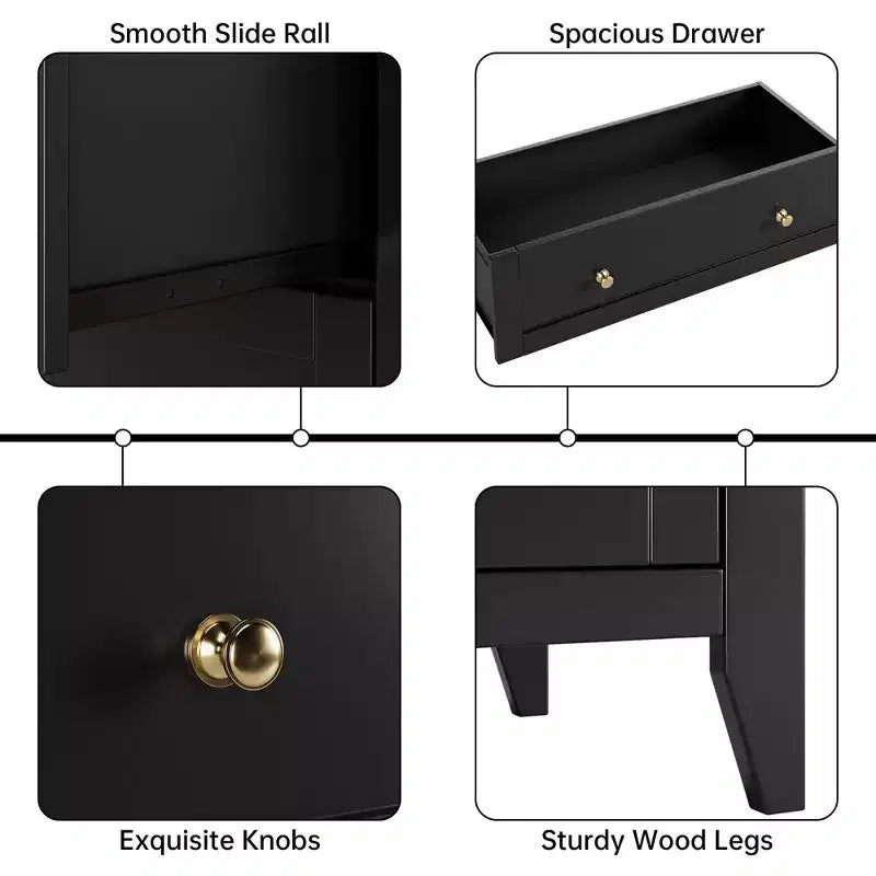 Commode 5 tiroirs pour chambre à coucher - Commode haute et moderne en bois avec tiroirs profonds et poignées en métal pour entrée ou couloir