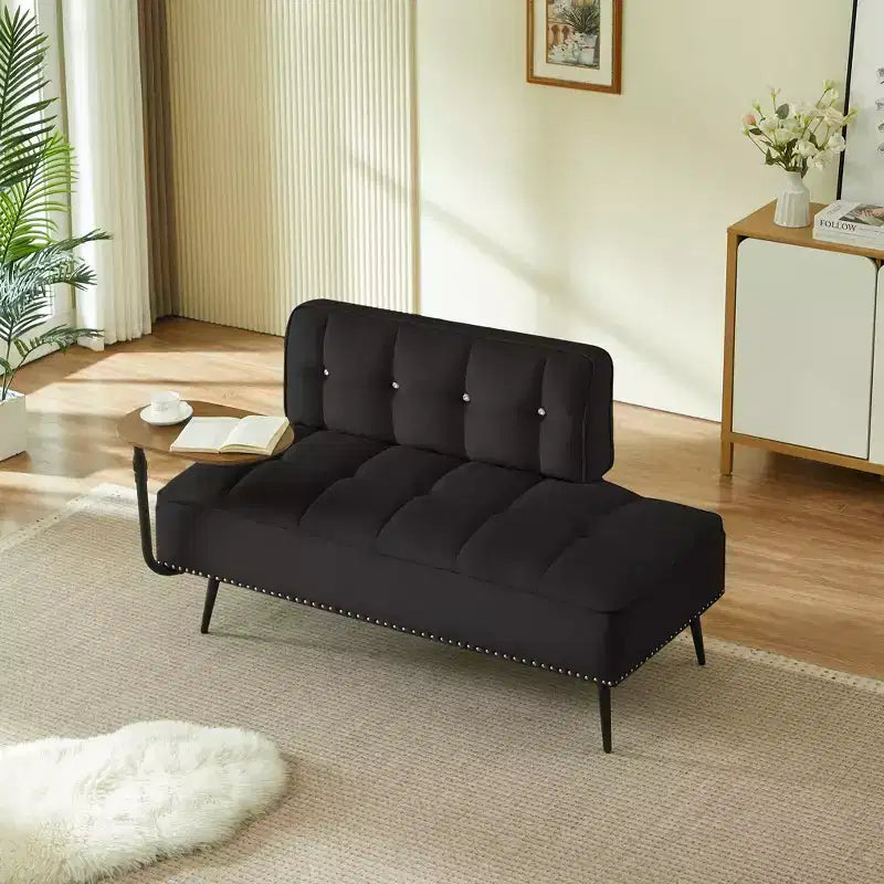 Causeuse en velours Lenee GDFStudio avec tablette pivotante à 360° et clous décoratifs