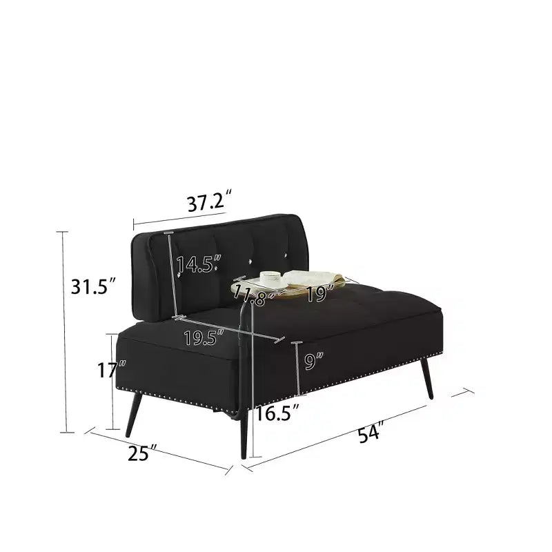 Causeuse en velours Lenee GDFStudio avec tablette pivotante à 360° et clous décoratifs