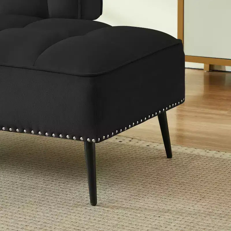 Causeuse en velours Lenee GDFStudio avec tablette pivotante à 360° et clous décoratifs