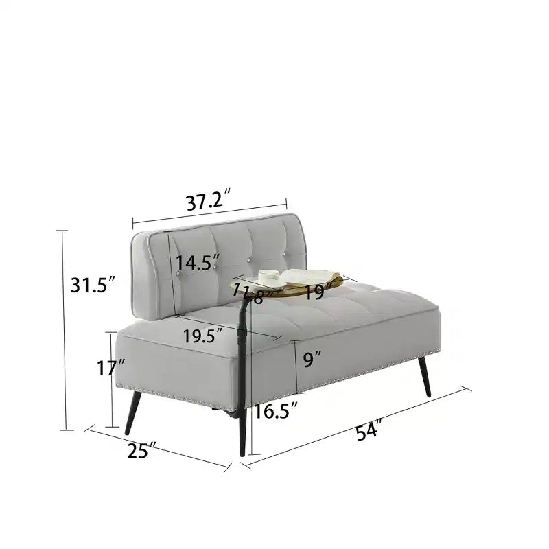 Causeuse en velours Lenee GDFStudio avec tablette pivotante à 360° et clous décoratifs