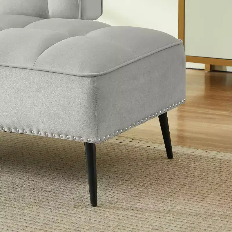 Causeuse en velours Lenee GDFStudio avec tablette pivotante à 360° et clous décoratifs