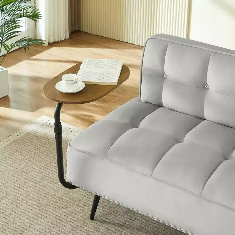 Causeuse en velours Lenee GDFStudio avec tablette pivotante à 360° et clous décoratifs