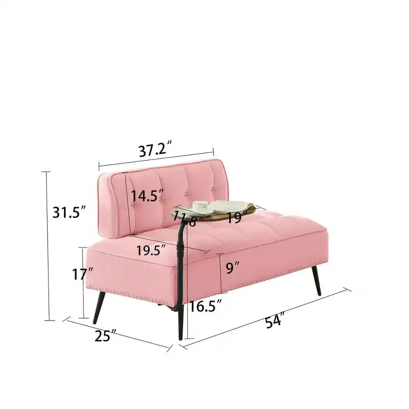 Causeuse en velours Lenee GDFStudio avec tablette pivotante à 360° et clous décoratifs