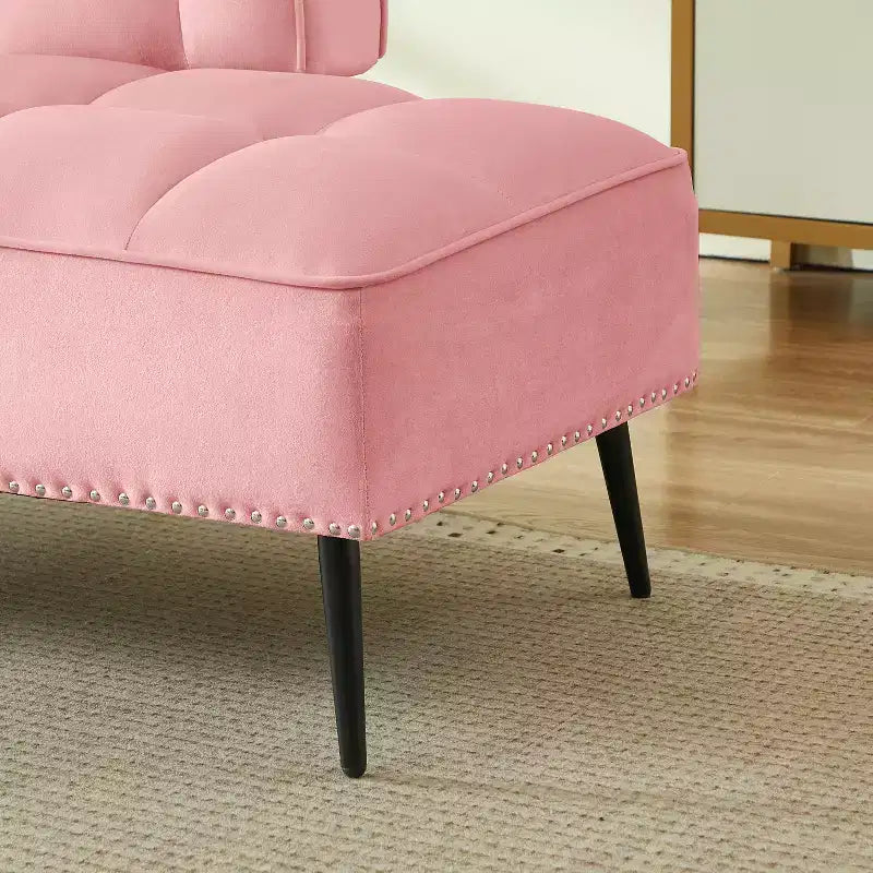 Causeuse en velours Lenee GDFStudio avec tablette pivotante à 360° et clous décoratifs