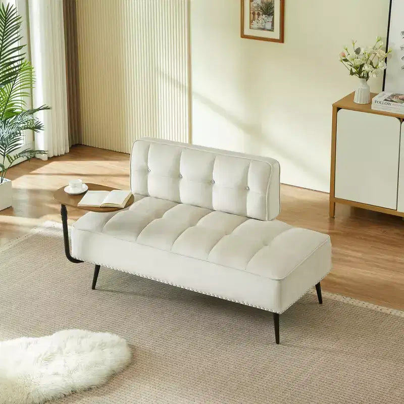 Causeuse en velours Lenee GDFStudio avec tablette pivotante à 360° et clous décoratifs