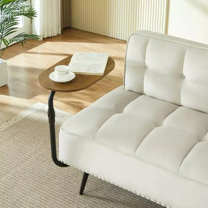 Causeuse en velours Lenee GDFStudio avec tablette pivotante à 360° et clous décoratifs