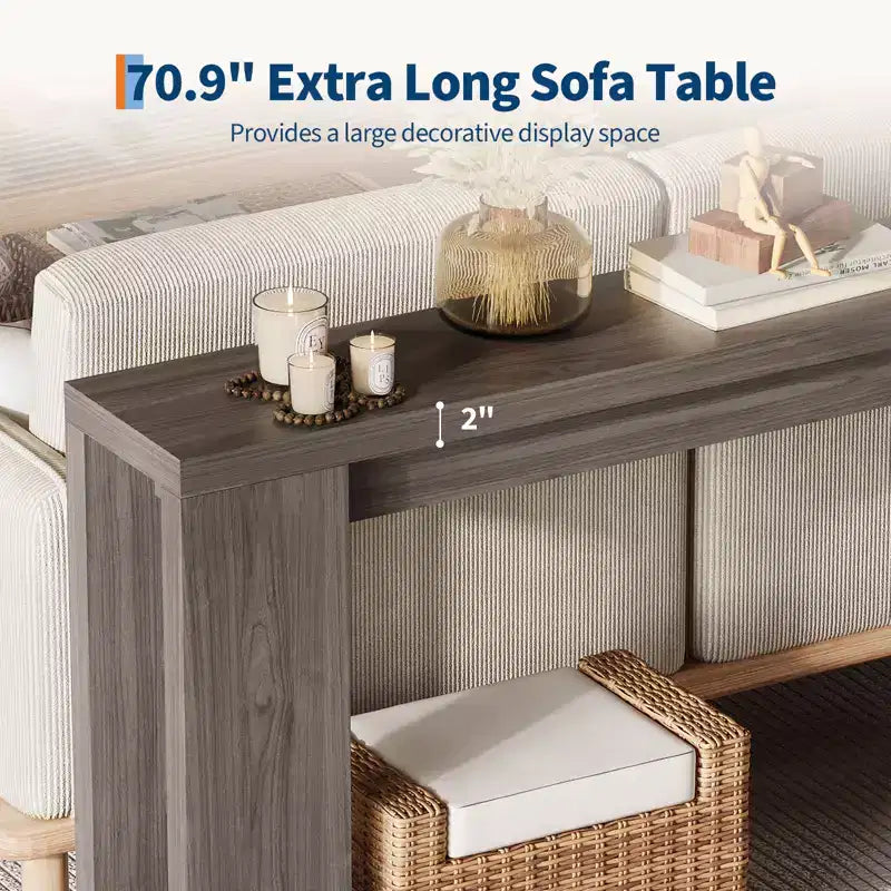 COZONY 70.9 Table Console Étroite de Ferme, Table de Canapé Rustique en Bois pour Entrée ou Salon