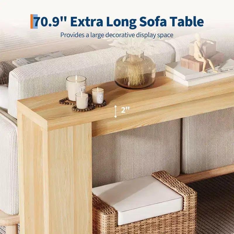 COZONY 70.9 Table Console Étroite de Ferme, Table de Canapé Rustique en Bois pour Entrée ou Salon