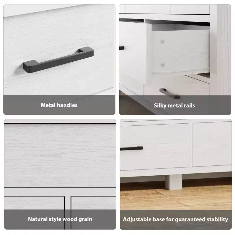 Commode 7 tiroirs pour chambre à coucher - Organisateur moderne en bois avec poignées métalliques pour salon, placard, entrée