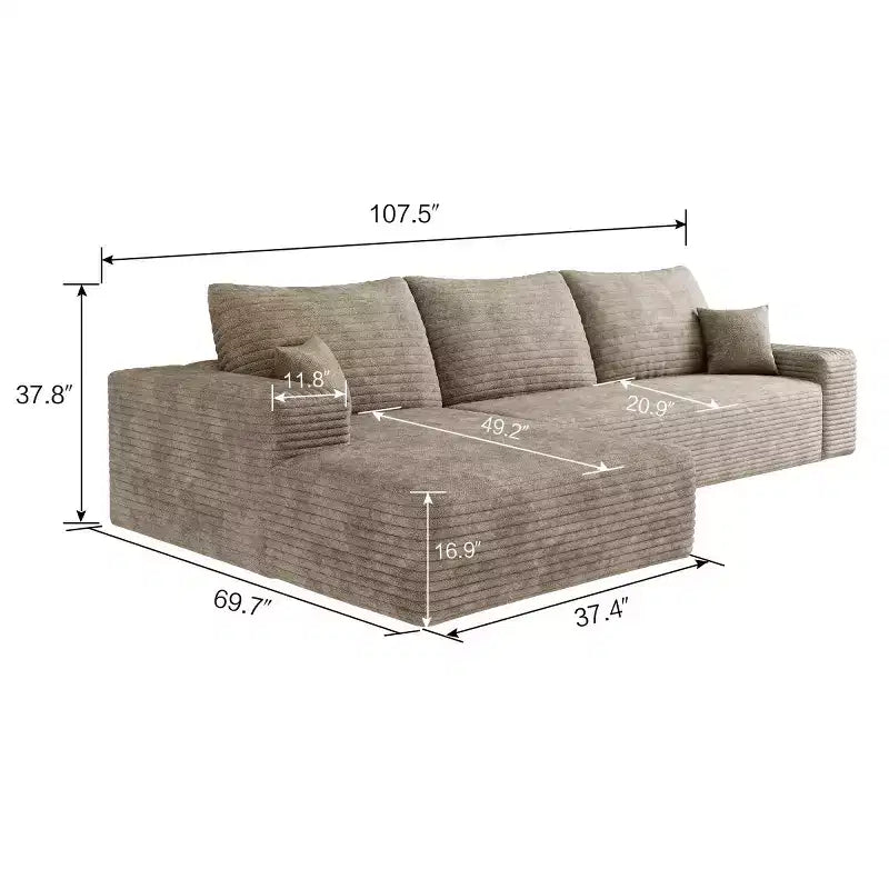 Canapé sectionnel moderne en forme de L 107 avec méridienne, canapé modulaire profond pour salon, chambre, salle familiale-Panipeachy