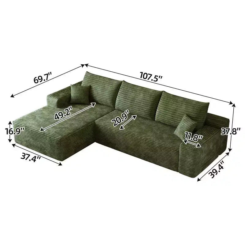 Canapé sectionnel moderne en forme de L 107 avec méridienne, canapé modulaire profond pour salon, chambre, salle familiale-Panipeachy