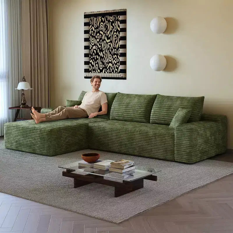 Canapé sectionnel moderne en forme de L 107 avec méridienne, canapé modulaire profond pour salon, chambre, salle familiale-Panipeachy