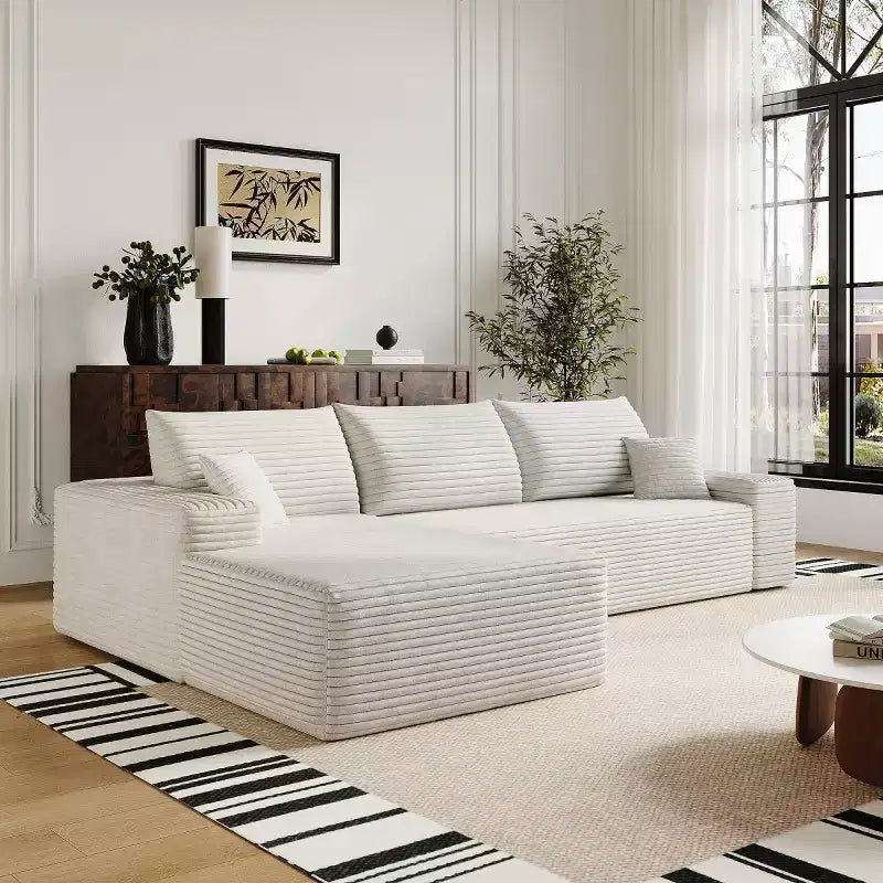 Canapé sectionnel moderne en forme de L 107 avec méridienne, canapé modulaire profond pour salon, chambre, salle familiale-Panipeachy