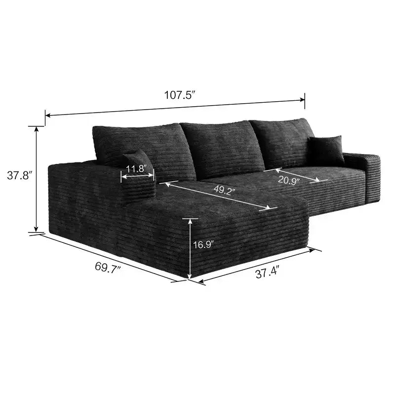 Canapé sectionnel moderne en forme de L 107 avec méridienne, canapé modulaire profond pour salon, chambre, salle familiale-Panipeachy