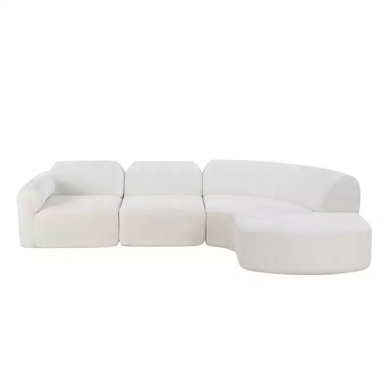 111 Canapé d'angle moderne en L avec ottomane, canapé rembourré à assise profonde, canapé 3 places pour salon et salle de séjour - Panipeachy