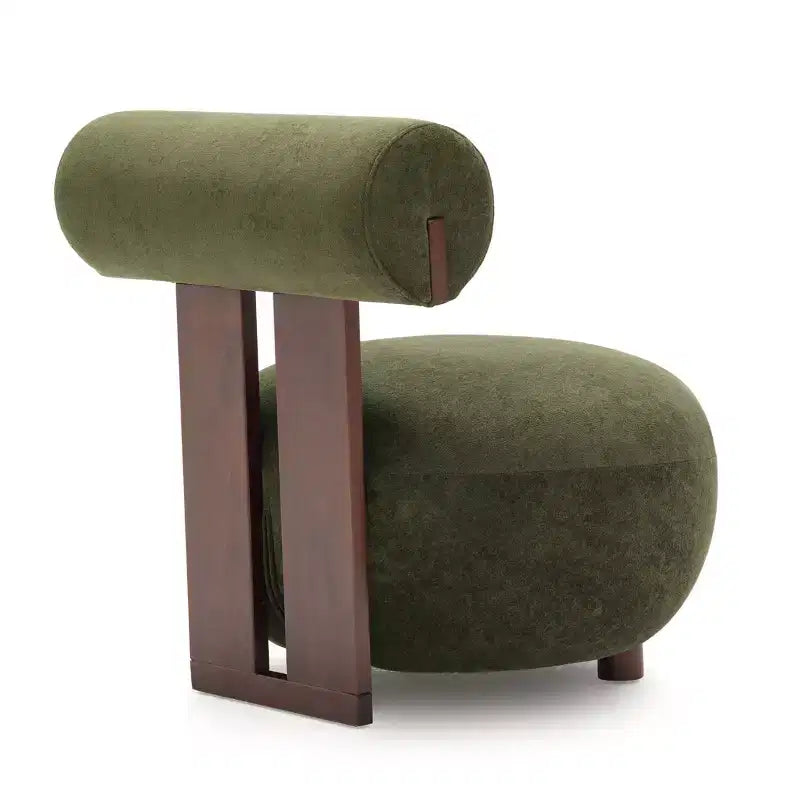 Christopher Knight Home Chariya, fauteuil d'appoint sculptural moderne en velours et bois d'hévéa, avec dossier cylindrique