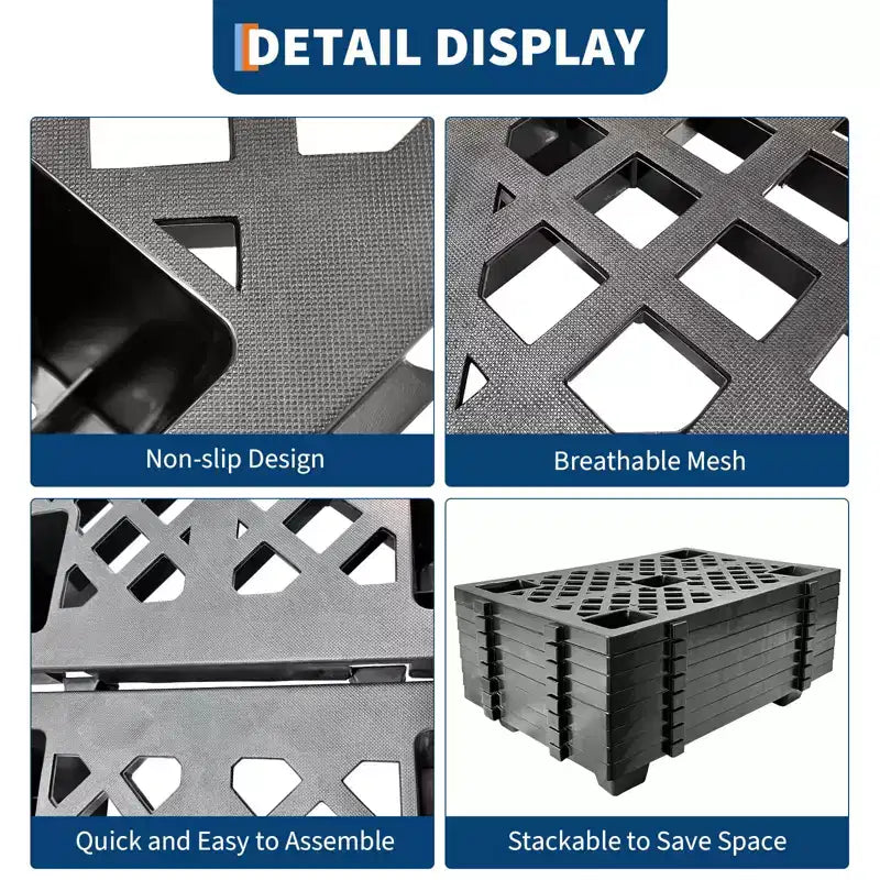 Palettes en plastique emboîtables robustes, lot de 4/6/8, 60x40x10 cm, tapis de sol empilables étanches