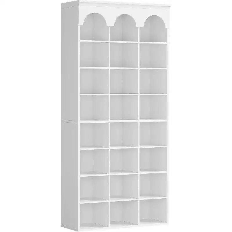 Meuble à chaussures Lantine, armoire à chaussures haute de 180 cm avec casiers, organisateur de placard à chaussures pour entrée, salon, casier élargi de 24,5 cm, blanc
