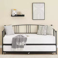 Daybed with Trundle, Sturdy Metal Day Bed with Steel Slat Support, Trundle Bed Twin with Arched Headboard, SofaBed for Living Room, Bedroom