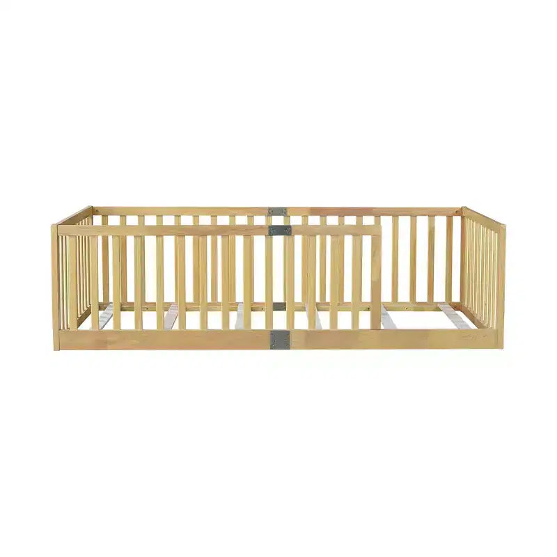 Lit et sommier Whisen Twin Floor avec barrières hautes, 6 lattes incluses, garde-corps de sécurité, sans porte