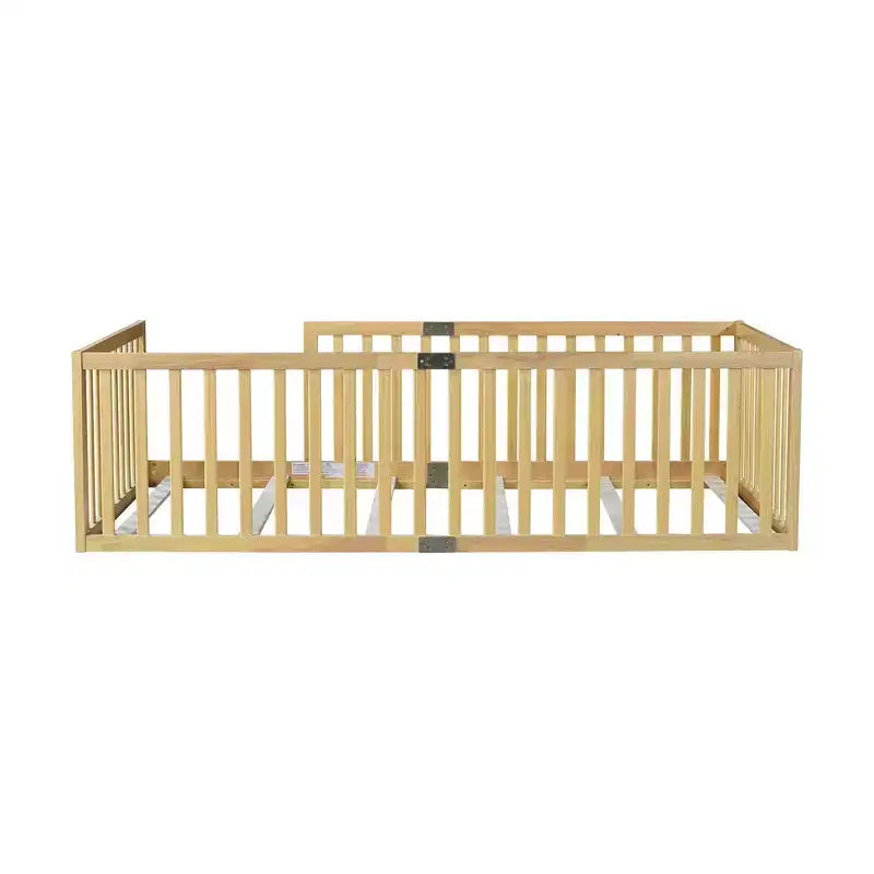 Lit et sommier Whisen Twin Floor avec barrières hautes, 6 lattes incluses, garde-corps de sécurité, sans porte