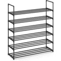 6-Tier Metal Shoe Rack Organizer, Upright or Upside Down, Holds 24-30 Pairs, Stackable, 11.8x36.2x42.7 Inches, Black for Entryway