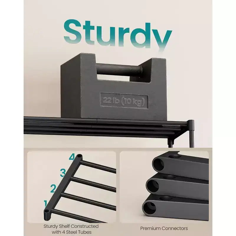 Étagère à chaussures métallique 6 niveaux, utilisation à la verticale ou à l'envers, peut contenir 24 à 30 paires, empilable, 30x92x108,5 cm, noire, pour entrée