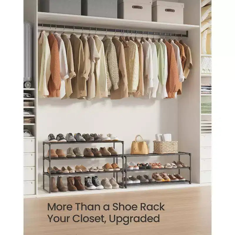 Étagère à chaussures métallique 6 niveaux, utilisation à la verticale ou à l'envers, peut contenir 24 à 30 paires, empilable, 30x92x108,5 cm, noire, pour entrée