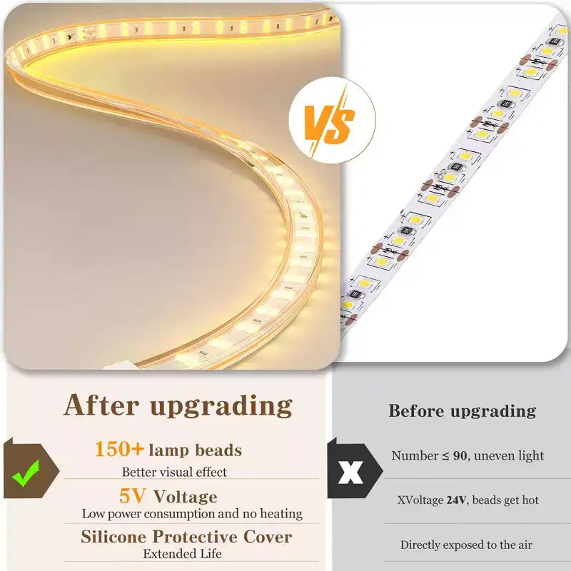 Lit King Size flottant avec lumières LED. Lit plateforme rembourré avec tête de lit capitonnée. Lattes en bois. Sommier tapissier non requis. Sans bruit.