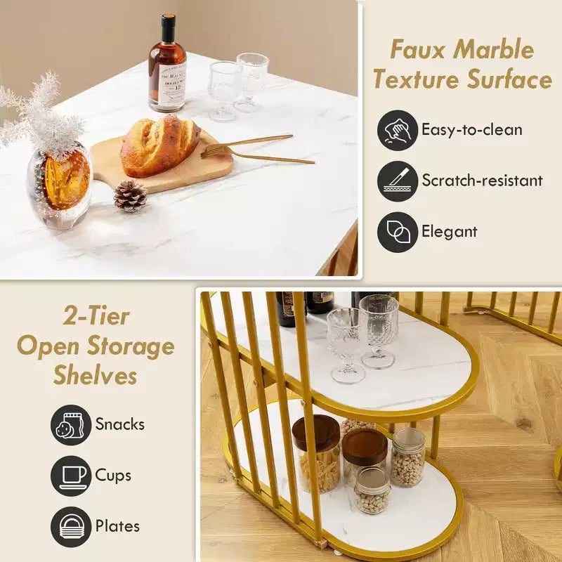 Costway Ensemble table à manger 3 pièces avec 2 tabourets Étagère de rangement à 2 niveaux Siège rembourré