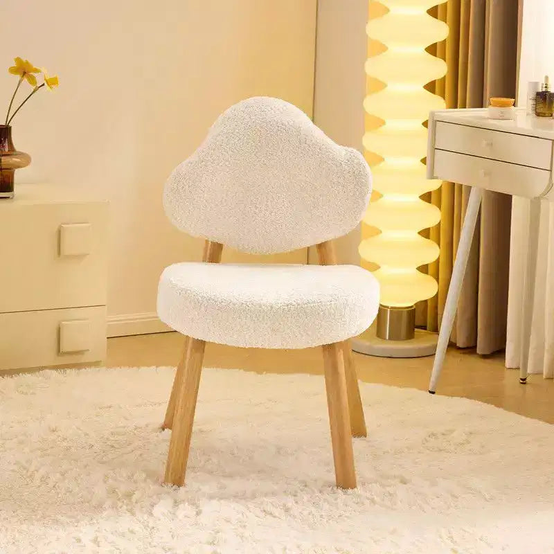 Fauteuil d'appoint moelleux Cloud Puff avec pieds en bois - Chaise moderne pour coiffeuse et salon