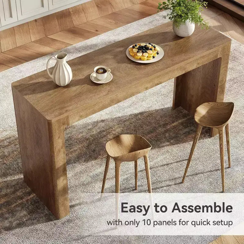 Table de bar Lantine en bois 63, table de pub rectangulaire hauteur comptoir pour 4-6 personnes, unité de bar moderne pour cuisine, bistro, balcon
