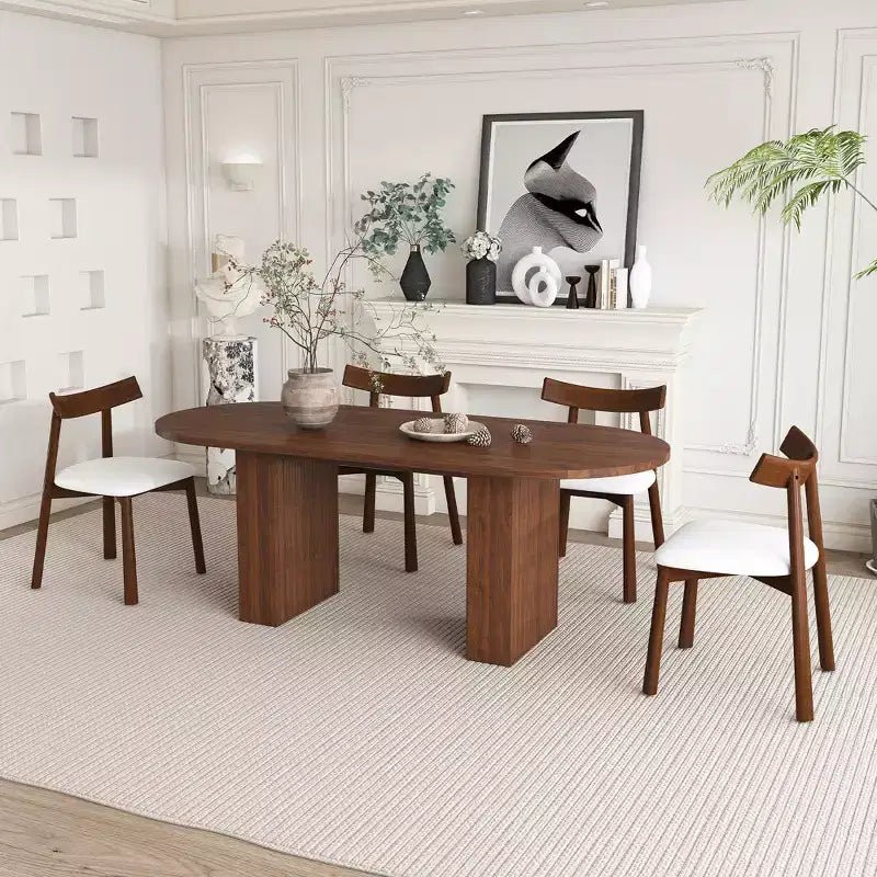 Ensemble table à manger ovale 4 places en bois GDFStudio Hayden Farmhouse de 62,9 pouces