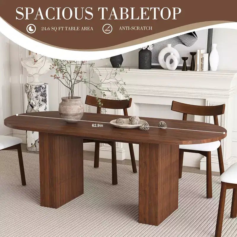 Ensemble table à manger ovale 4 places en bois GDFStudio Hayden Farmhouse de 62,9 pouces