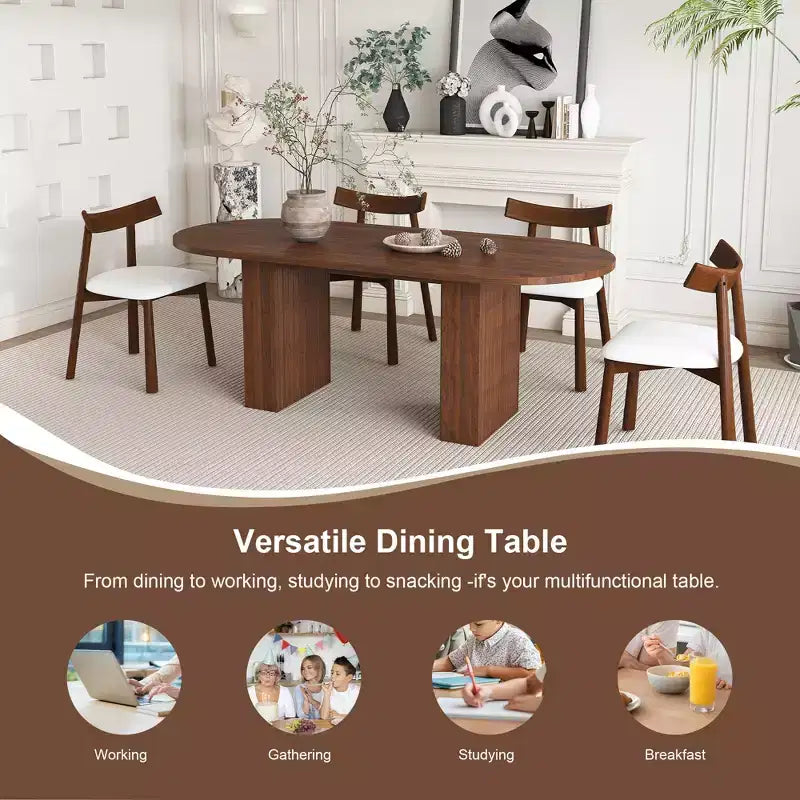 Ensemble table à manger ovale 4 places en bois GDFStudio Hayden Farmhouse de 62,9 pouces