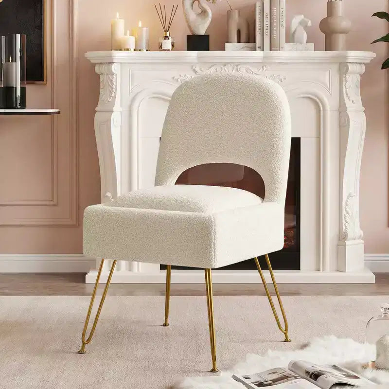 Chaise de coiffeuse Furniliving avec rangement, Chaise de maquillage avec rangement et dossier pliable