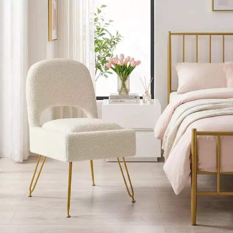 Chaise de coiffeuse Furniliving avec rangement, Chaise de maquillage avec rangement et dossier pliable
