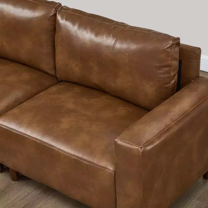 Canapé d'angle moderne GDFStudio Turner en similicuir avec pieds en bois massif