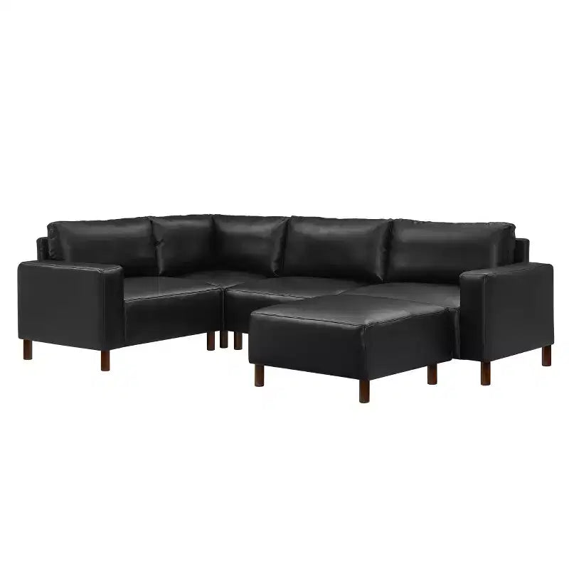 Canapé d'angle moderne GDFStudio Turner en similicuir avec pieds en bois massif