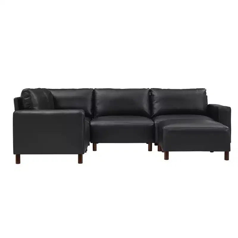 Canapé d'angle moderne GDFStudio Turner en similicuir avec pieds en bois massif