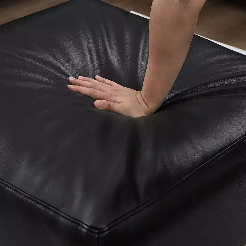 Canapé d'angle moderne GDFStudio Turner en similicuir avec pieds en bois massif