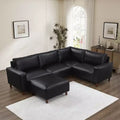 GDFStudio Turner Modern Faux Leather Upholstered Sectional Sofa with Solid Wood Legs