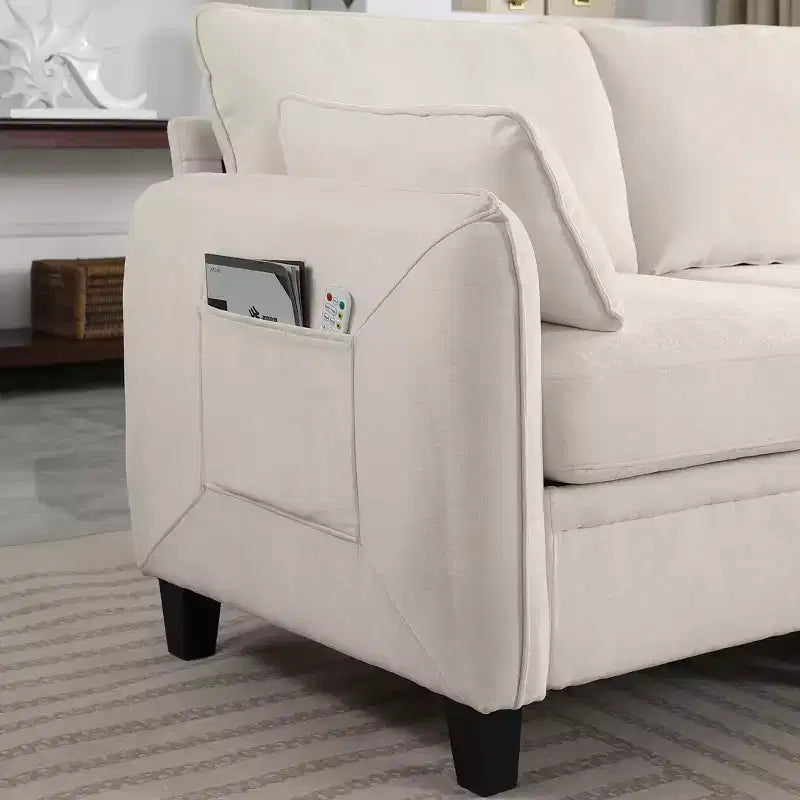 Canapé d'angle contemporain GDFStudio Lancelot 85 pouces en chenille avec pouf de rangement