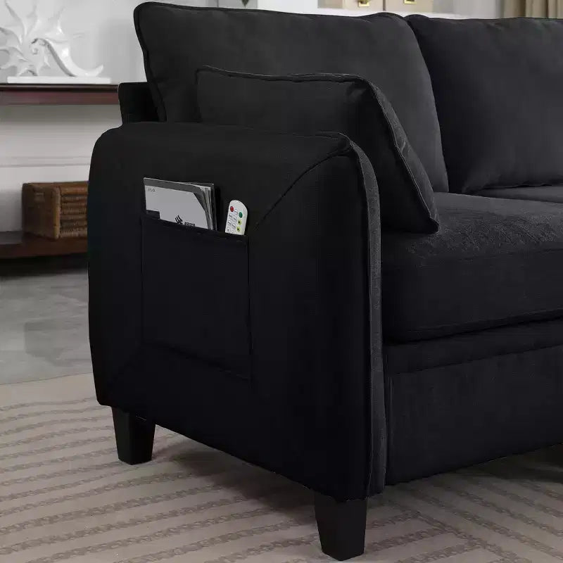GDFStudio Lancelot, grand canapé d'angle contemporain en chenille, 6 places, 277 cm, avec ottoman de rangement