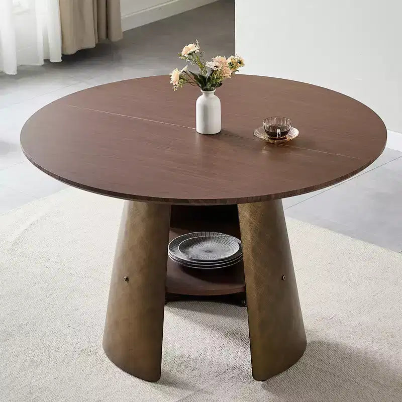 GDFStudio Ying Modern Wooden and Metal Round Dining Table