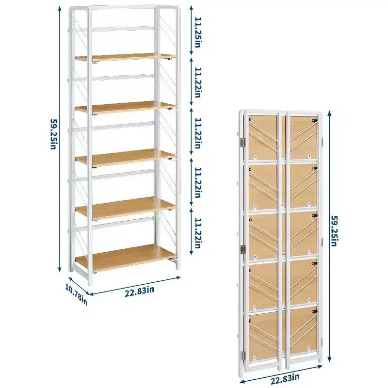Étagère pliante à 4/5 niveaux – Bibliothèque industrielle sans assemblage pour bureau à domicile