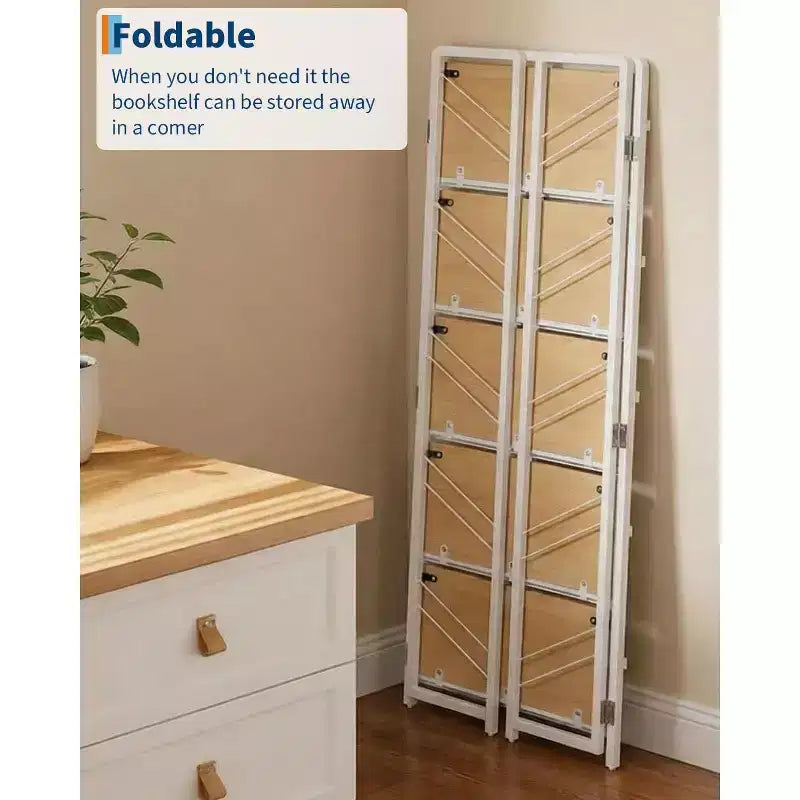 Étagère pliante à 4/5 niveaux – Bibliothèque industrielle sans assemblage pour bureau à domicile