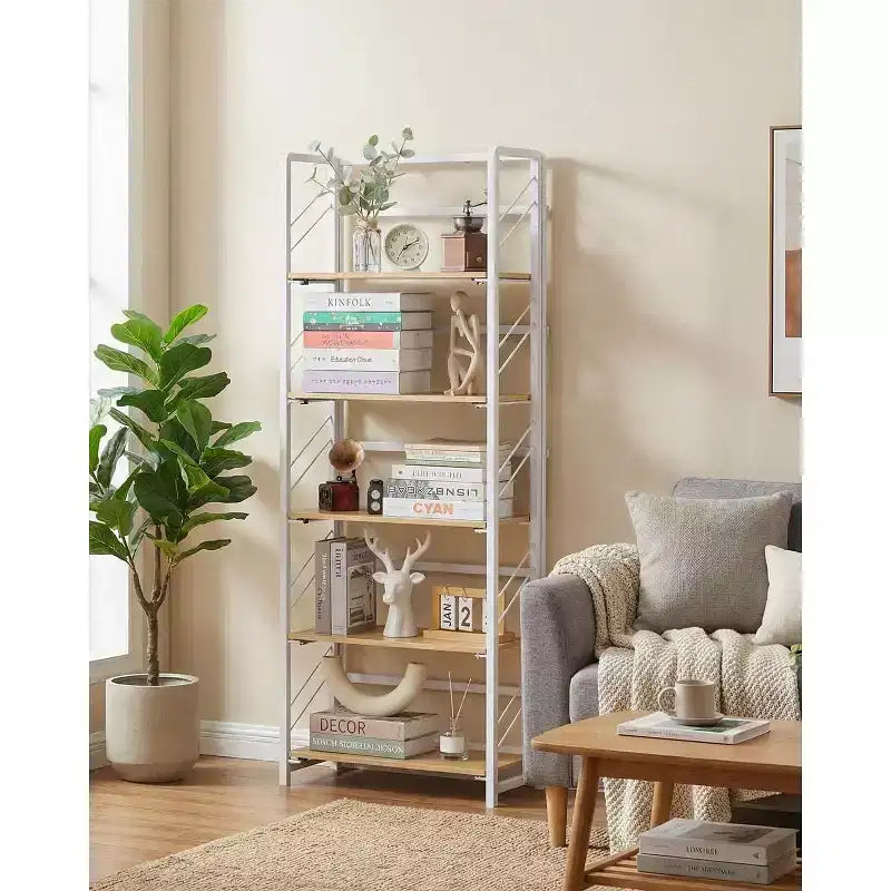 Étagère pliante à 4/5 niveaux – Bibliothèque industrielle sans assemblage pour bureau à domicile