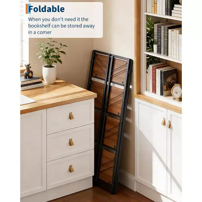 Étagère pliante à 4/5 niveaux – Bibliothèque industrielle sans assemblage pour bureau à domicile